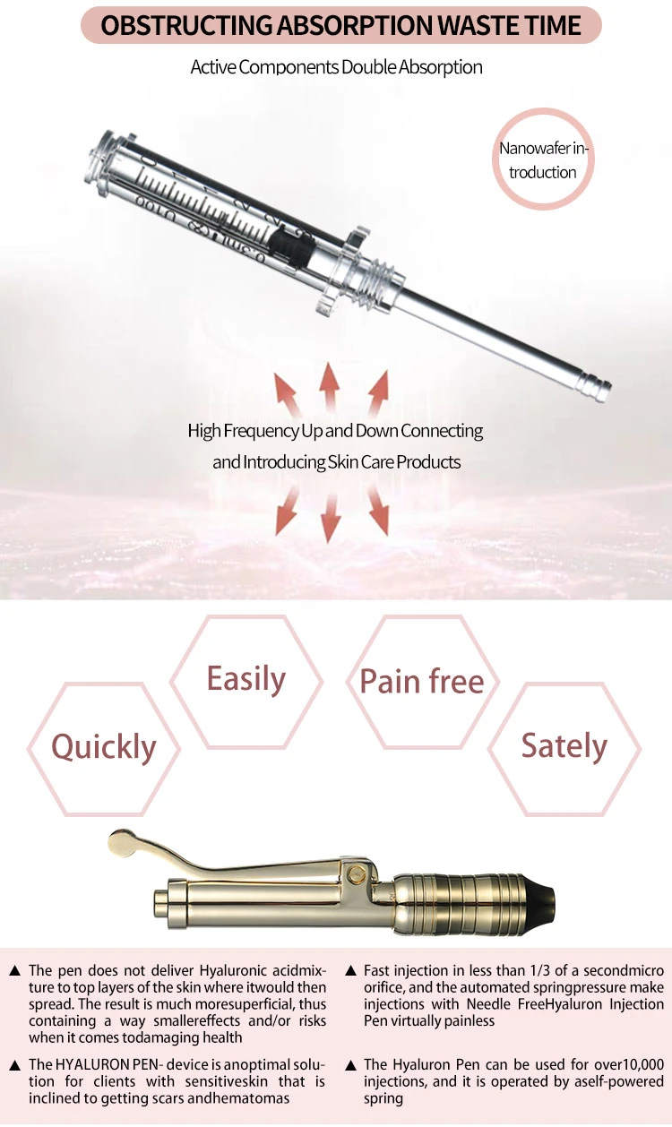 China Supplier Needle Free Hyaluronic Acid Injection Pen with Ampoule Syringe