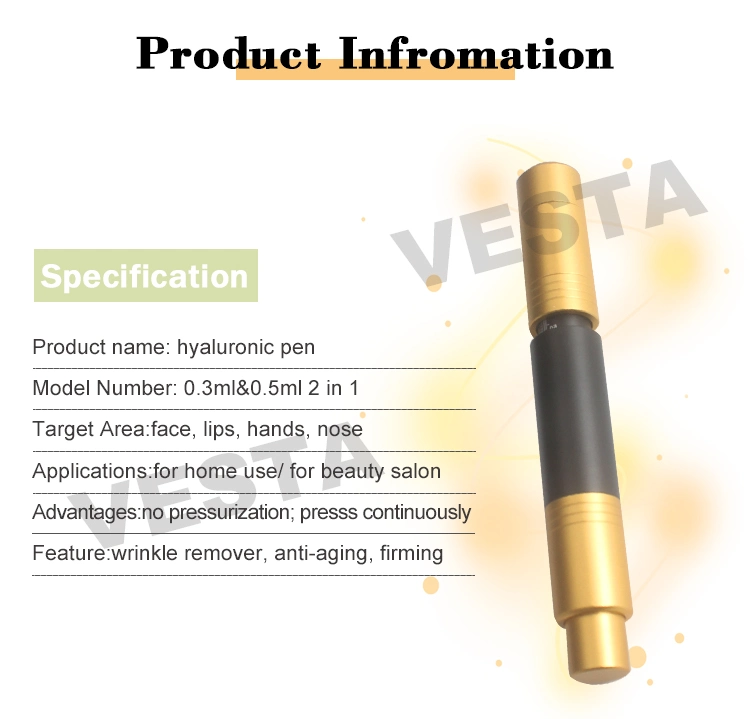 Vesta Beauty 0.3ml Lip Filler Hyaluronic Acid Pen Hyaluronic Acid Skin Care Set and Face Shaping Hyaluronic Pen